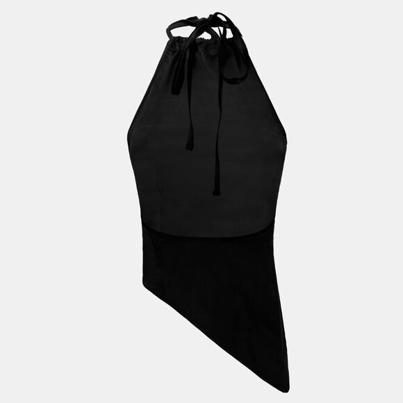 OW Collection Size M Venus Glossy Top Black Asymmetrical Halter Going Out Tank - Picture 5 of 16